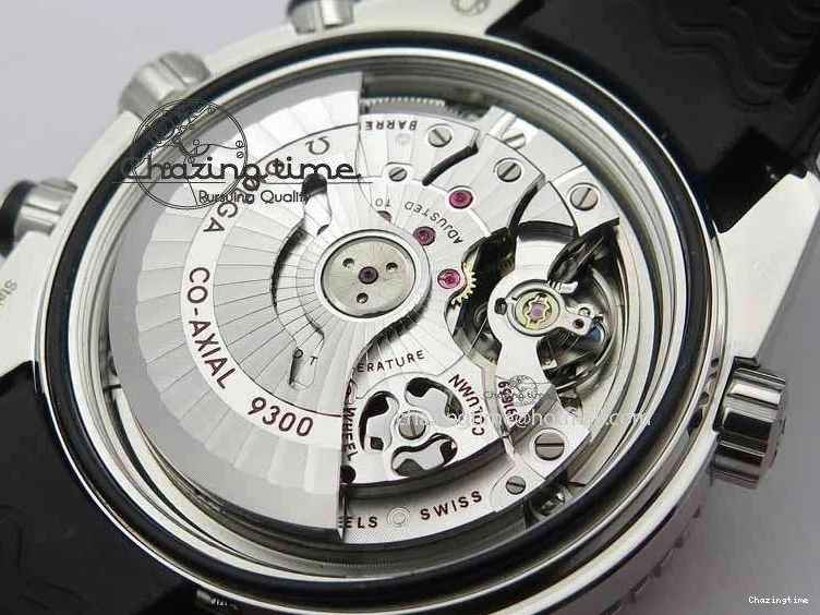 0319 Unisex Planet Ocean Master Chrono 45mm SS OM 1:1 Best Edition Black Dial On Black Rubber Strap A 8171